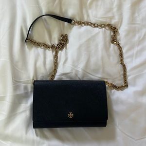 Black Tory Burch Clutch with Removable Chain